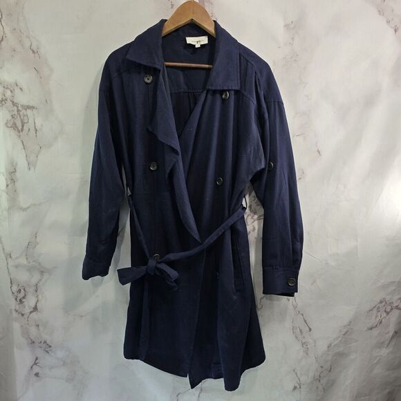 Skies Are Blue Jacket Womens XS Navy Safari Utility Chore Open Front Tencel - Picture 12 of 13